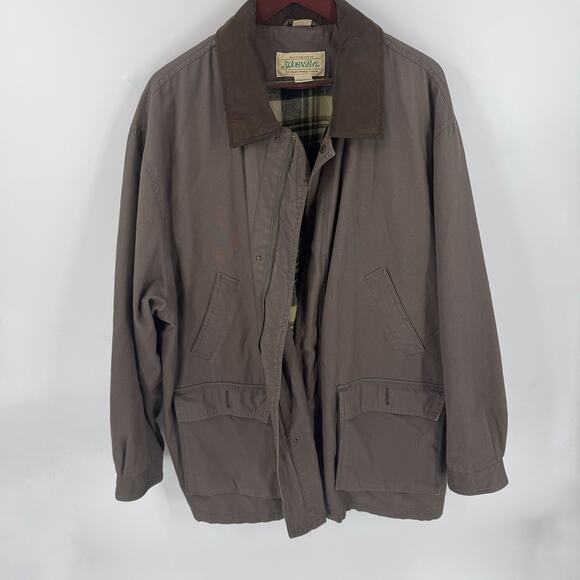 St. John’s Bay Authentic Field Jacket Brown Plaid Lined Coat Size XXL - Picture 1 of 12